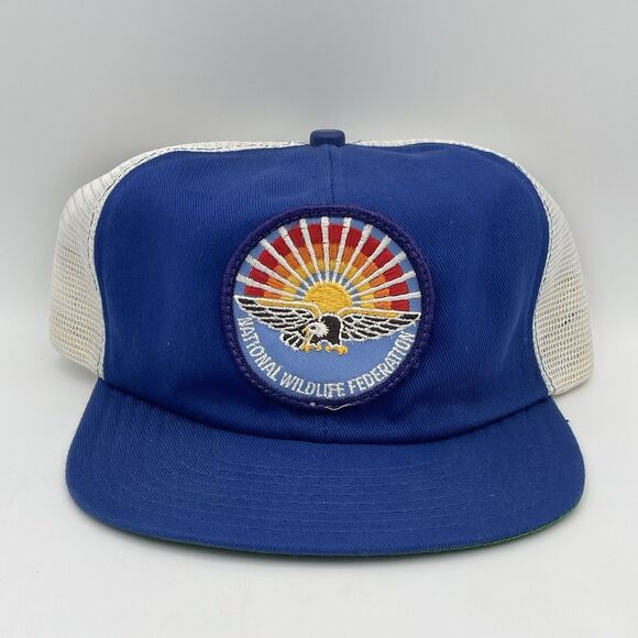 Vintage National Wildlife Federation Hat Bald Eagle Patch Cap Snapback USA - Picture 1 of 14